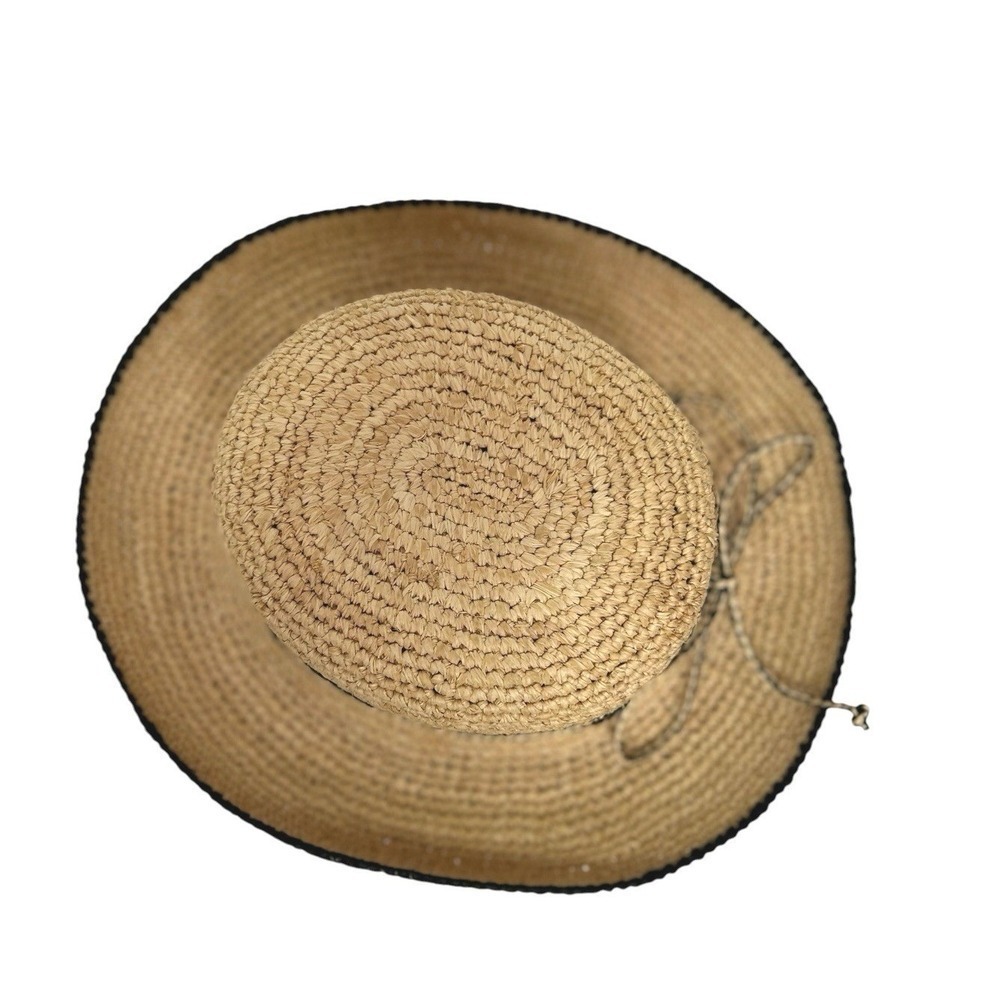 SCALA Collection Women's Rolled Brim Woven Natural Sun Hat Bow Coastal Resort - Picture 7 of 8